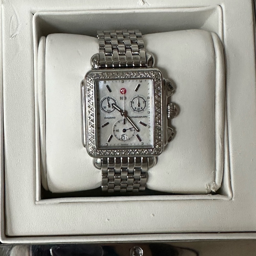 Michele Deco Diamond Classic In Stainless Steel Mop Dial Mww06a000028